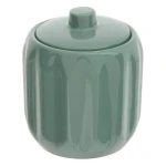 Ceramiczny pojemnik na waciki i patyczki z reliefowym wzorem Colorama, zielony - 5five