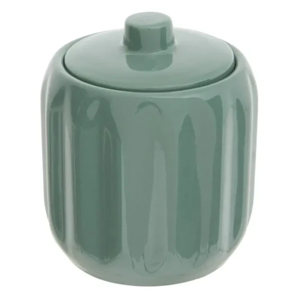 Ceramiczny pojemnik na waciki i patyczki z reliefowym wzorem Colorama, zielony - 5five
