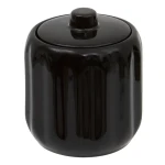 Ceramiczny pojemnik na waciki i patyczki z reliefowym wzorem Colorama, czarny - 5five