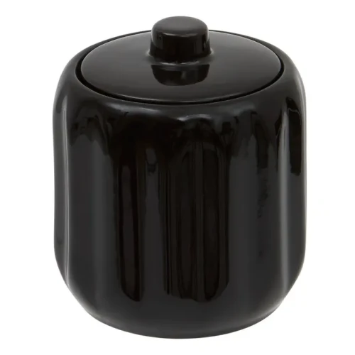 Ceramiczny pojemnik na waciki i patyczki z reliefowym wzorem Colorama, czarny - 5five