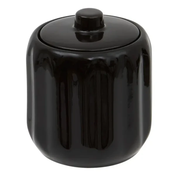 Ceramiczny pojemnik na waciki i patyczki z reliefowym wzorem Colorama, czarny - 5five