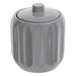 Ceramiczny pojemnik na waciki i patyczki z reliefowym wzorem Colorama, szary - 5five