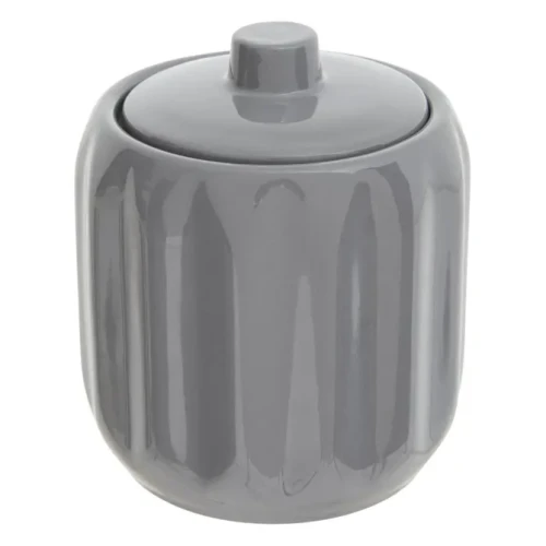 Ceramiczny pojemnik na waciki i patyczki z reliefowym wzorem Colorama, szary - 5five
