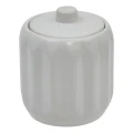 Ceramiczny pojemnik na waciki i patyczki z reliefowym wzorem Colorama, biały - 5five