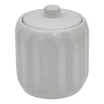 Ceramiczny pojemnik na waciki i patyczki z reliefowym wzorem Colorama, biały - 5five