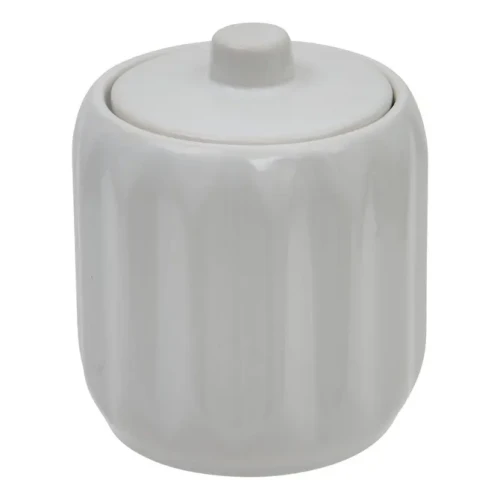 Ceramiczny pojemnik na waciki i patyczki z reliefowym wzorem Colorama, biały - 5five