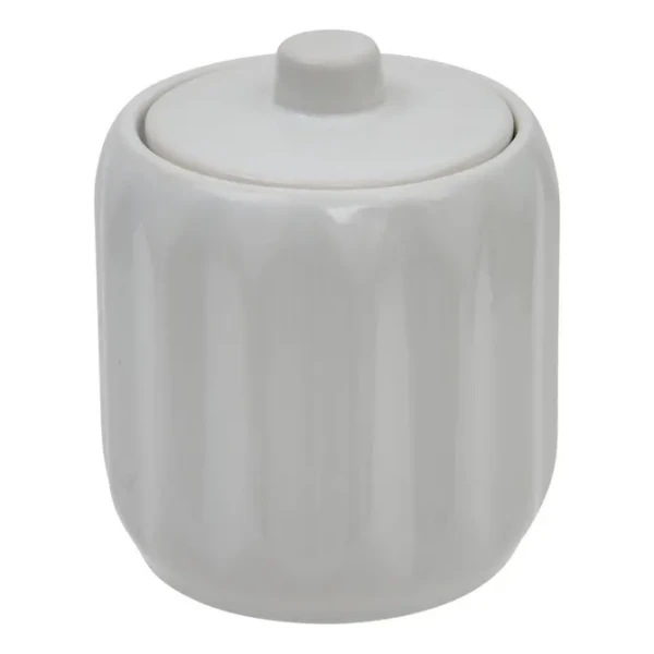 Ceramiczny pojemnik na waciki i patyczki z reliefowym wzorem Colorama, biały - 5five