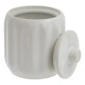 Ceramiczny pojemnik na waciki i patyczki z reliefowym wzorem Colorama, biały - 5five