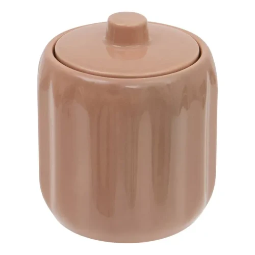 Ceramiczny pojemnik na waciki i patyczki z reliefowym wzorem Colorama, różowy - 5five