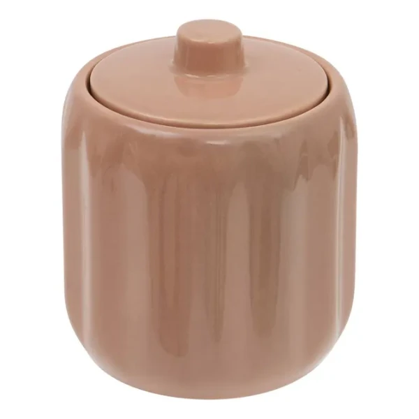 Ceramiczny pojemnik na waciki i patyczki z reliefowym wzorem Colorama, różowy - 5five