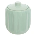 Ceramiczny pojemnik na waciki i patyczki z reliefowym wzorem Colorama, seledynowy - 5five