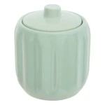 Ceramiczny pojemnik na waciki i patyczki z reliefowym wzorem Colorama, seledynowy - 5five