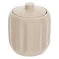 Ceramiczny pojemnik na waciki i patyczki z reliefowym wzorem Colorama, beżowy - 5five