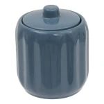 Ceramiczny pojemnik na waciki i patyczki z reliefowym wzorem Colorama, niebieski - 5five