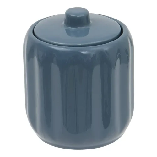 Ceramiczny pojemnik na waciki i patyczki z reliefowym wzorem Colorama, niebieski - 5five