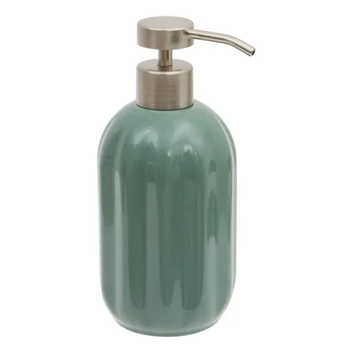 Ceramiczny dozownik do mydła z reliefowym wzorem Colorama 450 ml, zielony - 5five