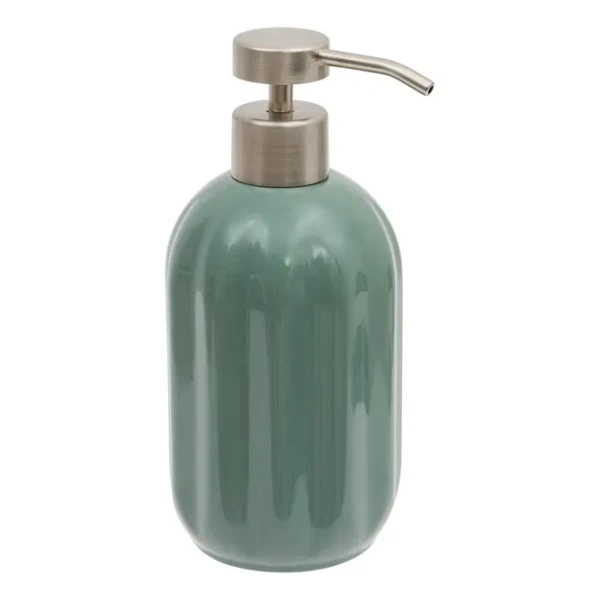 Ceramiczny dozownik do mydła z reliefowym wzorem Colorama 450 ml, zielony - 5five