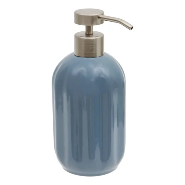 Ceramiczny dozownik do mydła z reliefowym wzorem Colorama 450 ml, niebieski - 5five