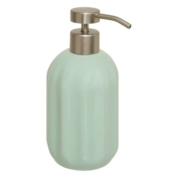 Ceramiczny dozownik do mydła z reliefowym wzorem Colorama 450 ml, seledynowy - 5five