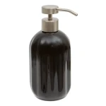 Ceramiczny dozownik do mydła z reliefowym wzorem Colorama 450 ml, czarny - 5five