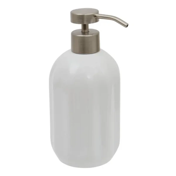 Ceramiczny dozownik do mydła z reliefowym wzorem Colorama 450 ml, biały - 5five