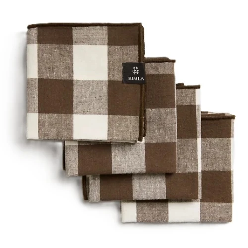 Serwetki materiałowe w kratkę Bettyhill 42x42 cm brąz Chocolate, 4-pak - Himla