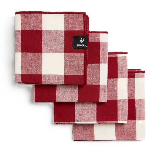 Serwetki materiałowe w kratkę Bettyhill 42x42 cm czerwone Ruby, 4-pak - Himla