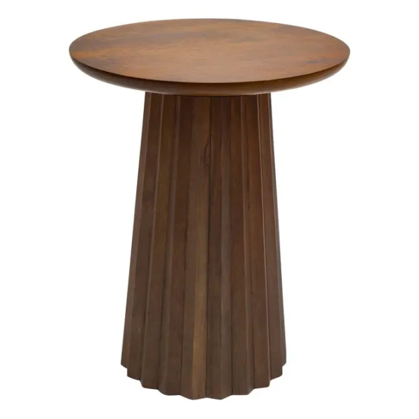 Stolik pomocniczy z drewna mango ze żłobioną nogą Shelty 38 cm, brązowy - Atmosphera