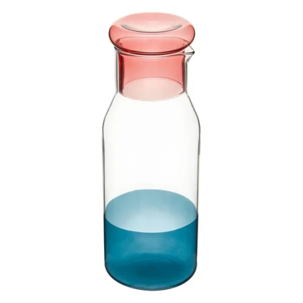 Kolorowa szklana karafka do wody z pokrywką Homy 860 ml, Blue Rose - Atmosphera