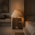 Designerska lampa stołowa drewniana L’Objet 55x40 cm - Bazar Bizar
