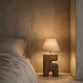 Designerska lampa stołowa drewniana L’Objet 25x25 cm - Bazar Bizar