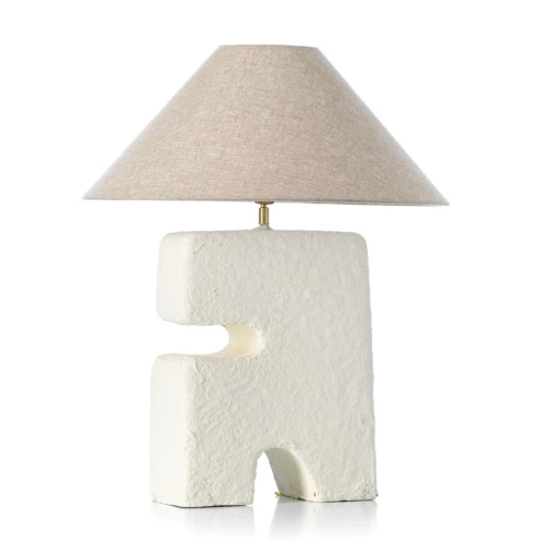 Designerska lampa stołowa z papier-mâché L’Objet 55x40 cm, biała - Bazar Bizar