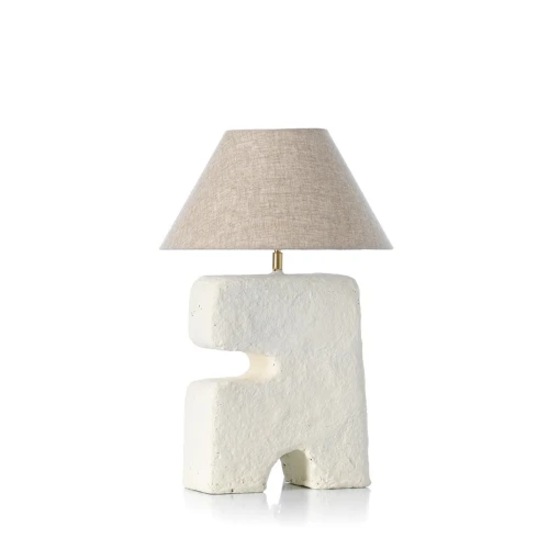 Designerska lampa stołowa z papier-mâché L’Objet 35x32 cm, biała - Bazar Bizar