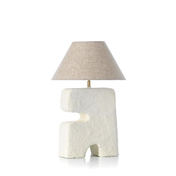 Designerska lampa stołowa z papier-mâché L’Objet 35x32 cm, biała - Bazar Bizar