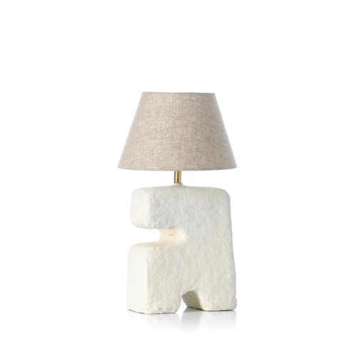 Designerska lampa stołowa z papier-mâché L’Objet 25x25 cm, biała - Bazar Bizar