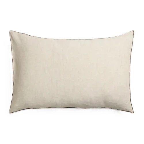 Lniana poszewka dekoracyjna z obszyciem overlock Sunshine 40x60 cm, Oatmeal - Himla
