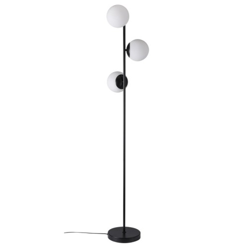 Czarna lampa podłogowa Lilly z trzema szklanymi kloszami NORDLUX
