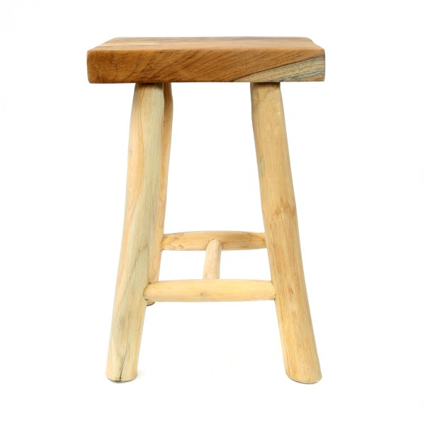 Stołek drewniany Kedri z drewna suar i drewna tekowego - Bazar Bizar