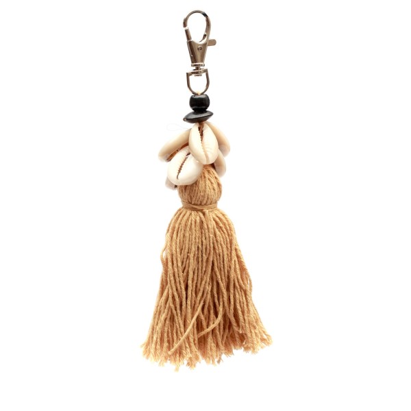 Brelok do kluczy Cowrie Tassel mocca - Bazar Bizar