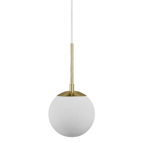 Lampa wisząca Grant 15 w kolorze mosiądzu z białą szklaną kulą NORDLUX