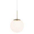 Lampa wisząca kula Grant 25 w kolorze mosiądzu z białą szklaną kulą NORDLUX
