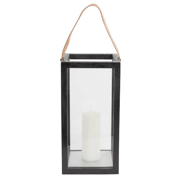 Duży czarny lampion z drewna tekowego - Muubs