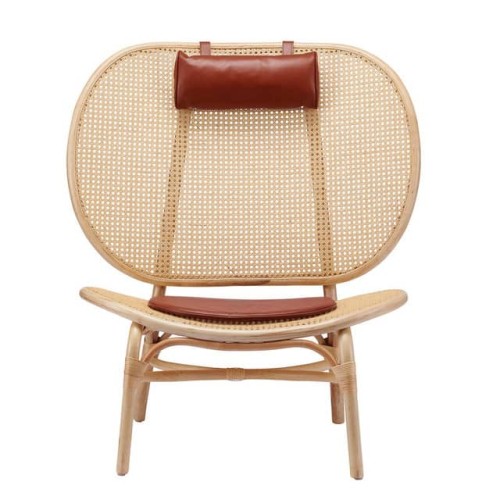 Fotel rattanowy, Nomad Natural skóra Cognac - NORR11