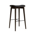 Stołek barowy NY11 65, dąb Dark Smoked skóra Ultra Black - NORR11