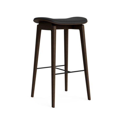 Stołek barowy NY11 65, dąb Dark Smoked skóra Ultra Black - NORR11