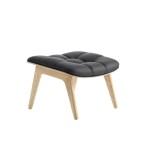 Podnóżek tapicerowany Mammoth - drewno dębowe Nature skóra Anthrazite NORR11