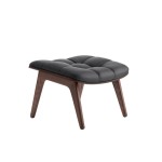 Podnóżek tapicerowany Mammoth - drewno dębowe Dark Smoked skóra Anthrazite NORR11