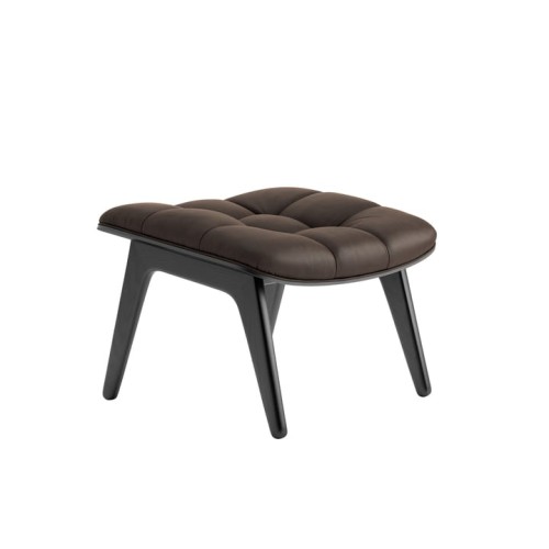 Podnóżek tapicerowany Mammoth - drewno dębowe czarne Black skóra Dark Brown NORR11