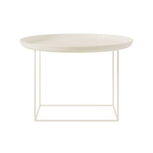 Nowoczesny okrągły stolik kawowy biały Duke 70 z regulowaną wysokością NORR11