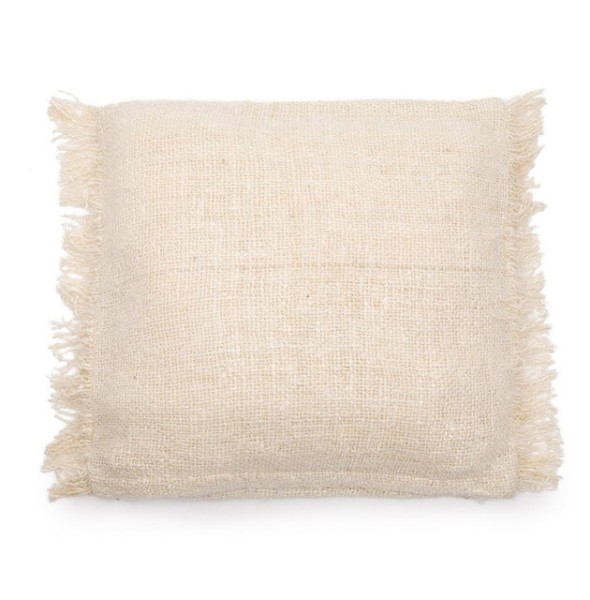 Duża kremowa poduszka dekoracyjna 60x60 S'il z bawełny - Bazar Bizar